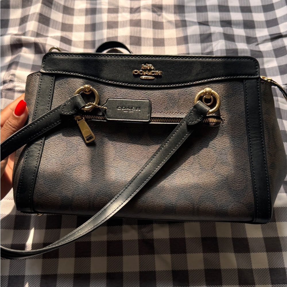 Coach Black and Brown Crossbody Bag with Leather Finish